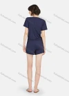 Wholesale Women's Plain Quarter Zip Short Sleeve Drawstring Lounge Shorts Romper Pajamas A24# - Liuhuamall