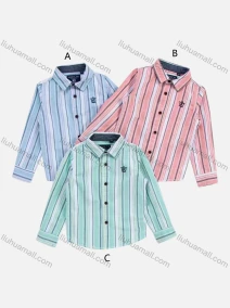 Wholesale Boys' Casual Collared Long Sleeve Striped Shirt, LIUHUA CLOTHING WHOLESALE