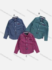 Wholesale Boys' Casual Collared Long Sleeve Pocket Plaid Print Shirt, LIUHUA CLOTHING WHOLESALE