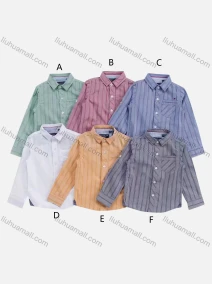 Wholesale Boys' Casual Collared Long Sleeve Pocket Striped Shirt, LIUHUA CLOTHING WHOLESALE
