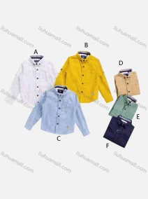 Wholesale Boys' Casual Collared Long Sleeve Pocket Dot Print Shirt, LIUHUA CLOTHING WHOLESALE
