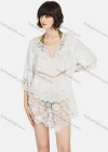 Wholesale Women's Casual Round Neck Bell Sleeve Hollow Out Plain Cover Up - Liuhuamall