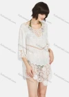 Wholesale Women's Casual Round Neck Bell Sleeve Hollow Out Plain Cover Up - Liuhuamall