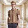 Wholesale Oscar Factory Temperament Men's Knitted Striped Polo Shirt, comfortable and breathable, zipper design preview
