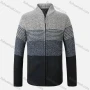 Wholesale Men's Casual Long Sleeve Zipper Colorblock Chunky Knit Jackets preview