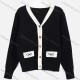 Wholesale Women's Casual Plain V Neck Long Sleeve Button Down Pocket Knit Cardigan 2710# Black Clothing Wholesale Market Liuhua