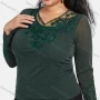 Wholesale Women's Plus Size Long Sleeve Glitter Mesh Lace Sheer Embroidery Blouse preview