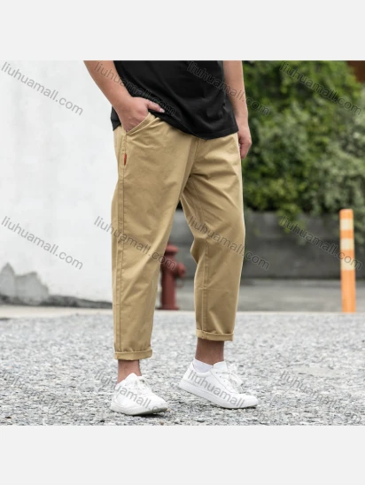 Wholesale Men's Casual Plain Zip Fly Slim Fit Ankle Length Chino Pant