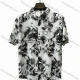 Wholesale 2026 New Men's Slim Fit Short Sleeve Shirt - Wholesale In Stock Traditional Chinese Ink Wash Landscape Temple Print Casu Black Clothing Wholesale Market Liuhua