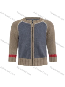 Wholesale Boys Long Sleeve Round Neck Colorblock Zipper Sweater Jacket, LIUHUA CLOTHING WHOLESALE