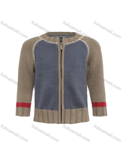 Wholesale Boys Long Sleeve Round Neck Colorblock Zipper Sweater Jacket