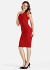Wholesale Women's Plain V-Neck Cap Sleeve Pearl Decor Bodycon Knee Length Dress - Liuhuamall
