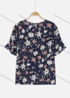 Wholesale Women's Casual Ruffle Sleeve Floral Keyhole Blouse - Liuhuamall