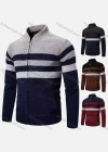 Wholesale Men's Casual Long Sleeve Zipper Colorblock Knit Jackets With Thermal Lined - Liuhuamall
