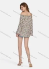 Wholesale Women's Casual Vintage Off Shoulder Floral Allover Print Ruffle Trim Long Sleeve Tassel Blouse E3282# - Liuhuamall