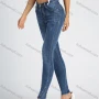 Wholesale Women's Casual 5 Pocket High Waist Zip Fly Distressed Rivet Decor Frayed Raw Hem Skinny Jean preview