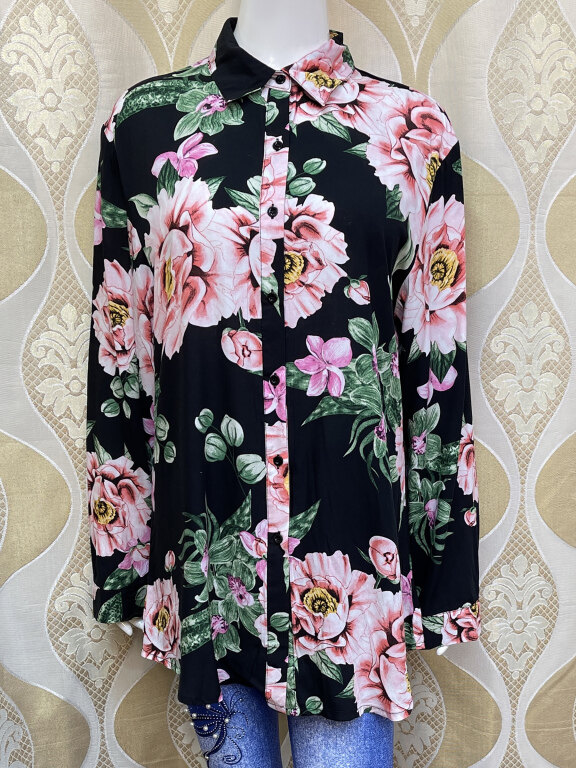 Women's Casual Collared Long Sleeve Floral Print Button Down Mid Length Shirt H78#, Clothing Wholesale Market -LIUHUA, 