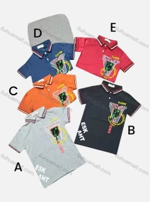 Wholesale Boys Casual Short Sleeve Letter Graphic Zipper Decor Button Front Polo Shirts, LIUHUA CLOTHING WHOLESALE
