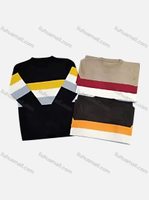 Wholesale Men's Casual Crew Neck Long Sleeve Colorblock Pullover Knit Sweater, LIUHUA CLOTHING WHOLESALE