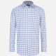 Men's Casual Collared Plaid Print Patch Pocket Button Down Long Sleeve Shirt Blue Clothing Wholesale Market -LIUHUA
