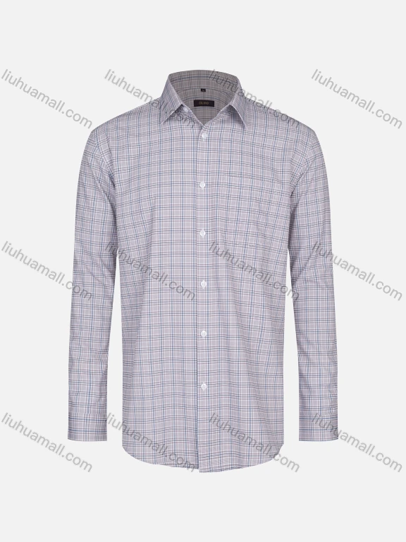 Wholesale Men's Casual Collared Plaid Print Patch Pocket Button Down Long Sleeve Shirt