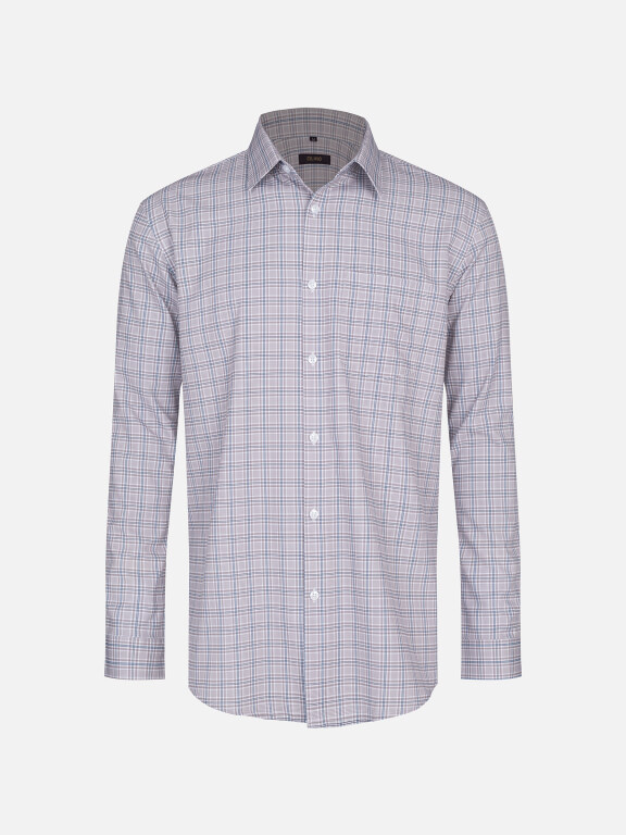 Men's Casual Collared Plaid Print Patch Pocket Button Down Long Sleeve Shirt, Clothing Wholesale Market -LIUHUA, Men, Men-s-Suits-Blazers