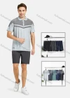 Wholesale Men's Athletic Short Sleeve Allover Print Splicing Plain Polo Shirts - Liuhuamall