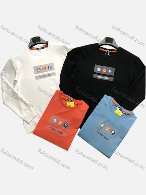 Wholesale Men's Casual Long Sleeve Crew Neck Letter Embroidery Pullover Sweatshirts