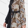 Wholesale Women's Fashion Chain Splicing Print Tunic Button Down Mid Length Shirt With Belt preview