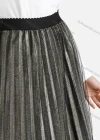 Wholesale Women's Scallop Waistband Mesh Pleated Skirt - Liuhuamall