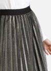 Wholesale Women's Scallop Waistband Mesh Pleated Skirt - Liuhuamall