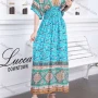 Wholesale Women's Boho V Neck Half Sleeve Folkloric Print Peplum Dress preview