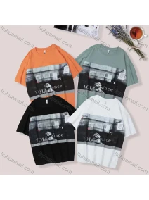 Wholesale Unisex's Men/Women Casual Graphic Round Neck Short Sleeve Tee, LIUHUA CLOTHING WHOLESALE