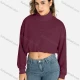 Wholesale Women's Fashion High Neck Long Sleeve Embroidery Letter Print Crop Sweatshirt LS3019# 51# Clothing Wholesale Market Liuhua