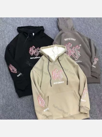 Wholesale Men's Casual Letter Print Drawstring Long Sleeve Kangaroo Pocket Hoodie, LIUHUA CLOTHING WHOLESALE