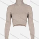 Wholesale Women's Rolled Neck Long Sleeve Crop Sweater Almond White Clothing Wholesale Market Liuhua