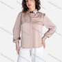 Wholesale Women's Casual Plain Buckle Neck Long Sleeve Blouse preview