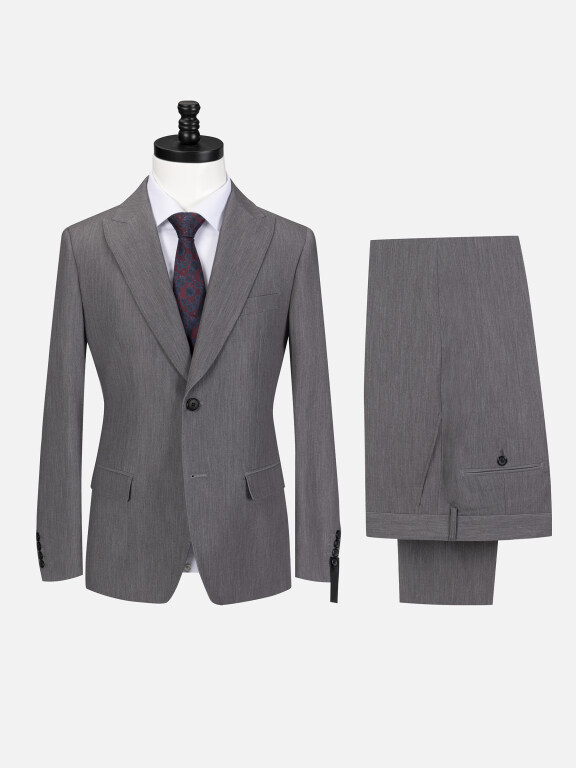 Men's Business Lapel Button Plain Flap Pockets Blazer Jacket & Pants 2 Piece Set X7518#, Clothing Wholesale Market -LIUHUA, 