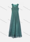 Wholesale Women's Elegant Sleeveless V Neck Lace Pearl Appliques Maxi Evening Dress - Liuhuamall