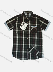 Wholesale Men's Casual Plaid Print Short Sleeve Patch Pocket Shirt, LIUHUA CLOTHING WHOLESALE