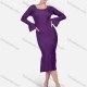 Wholesale Women's Elegant Plain Ribbed Crew Neck Bell Sleeve Ruffle Mermaid Hem Midi Dress C646# Clothing Wholesale Market Liuhua