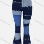 Wholesale Women's Casual Patchwork Colorblock Flared Leg Frayed Raw Trim Jean preview