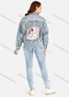 Wholesale Women's Casual Long Sleeve Ripped Button Front Graphic Crop Denim Jacket & Rhinestone Skinny Jeans Set - Liuhuamall