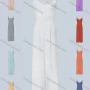Wholesale Women's Plain V Neck Spaghetti Strap Backless Tie Wide Leg Jumpsuit preview