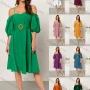 Wholesale Women's Casual Off Shoulder Spaghetti Strap Plain Dress With Belt preview