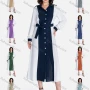 Wholesale Women's Casual Colorblock Button Down Long Sleeve Tie Front Ruffle Hem Midi Dress A-1027# preview