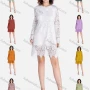 Wholesale Women's Casual Plain Guipure Lace Long Sleeve Short Dresss 202147# preview