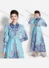 Wholesale Women's Elegant Collared Long Sleeve Floral Maxi A-line Dress 3568# - Liuhuamall