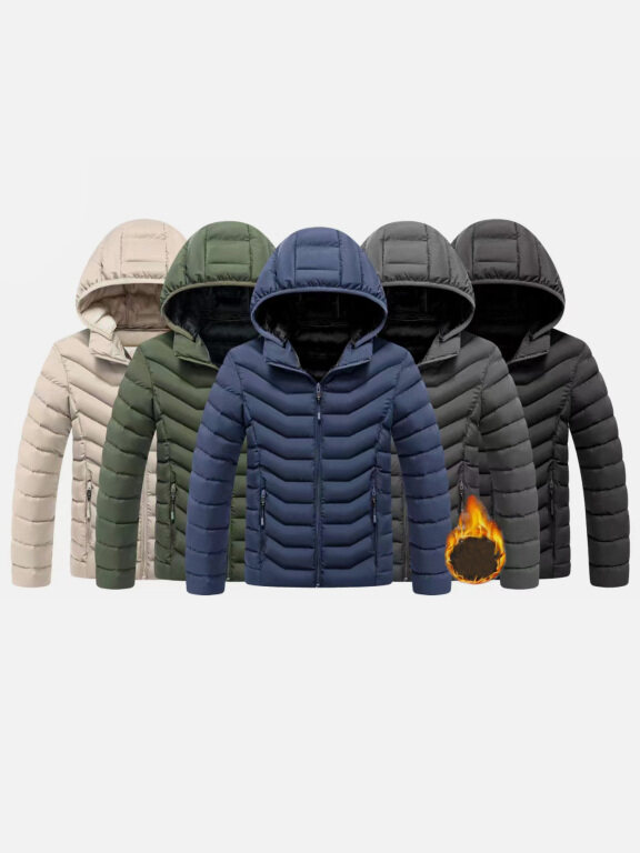Kids Hooded Casual Long Sleeve Zipper Pocket Thermal Puffer Jacket, Clothing Wholesale Market -LIUHUA, KIDS-BABY, Boys-Clothing