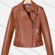 Wholesale Women's Casual Plain Lapel Long Sleeve Zipper PU Leather Jacket Saddle Brown Clothing Wholesale Market Liuhua